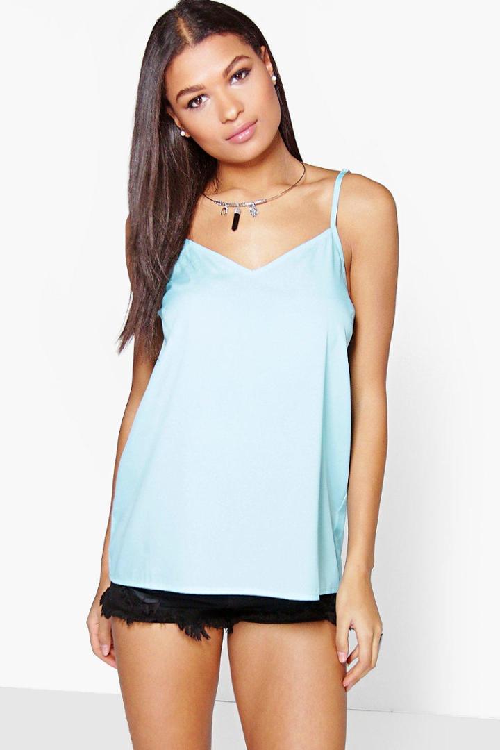 Boohoo Jane Woven Solid Cami Blue
