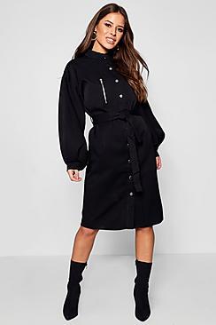Boohoo Petite Sophie Volume Sleeve Utility Trench Coat