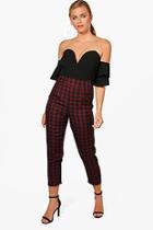 Boohoo Jessica Woven Tartan Check Ankle Grazer Trouser