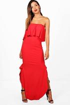 Boohoo Jessica Bandeau Frill Detail Maxi Dress