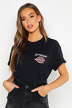 Boohoo La Femme Pocket Print T-shirt