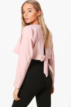 Boohoo Elouise Tie Back Crop Blazer Nude