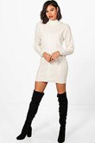 Boohoo Becky Turtle Neck Cable Knitted Dress