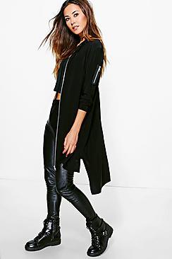 Boohoo Freya Slinky Oversized Hooded Bomber