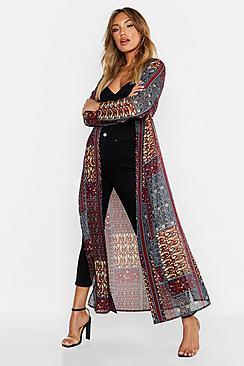 Boohoo Woven Paisley Longline Kimono