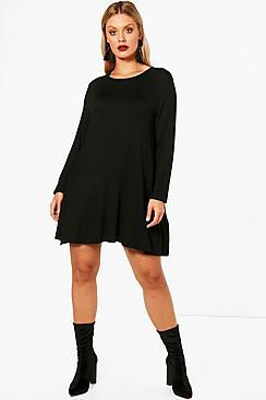 Boohoo Plus Scoop Neck Swing Dress