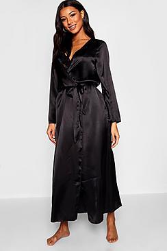 Boohoo Satin Kimono Maxi Robe