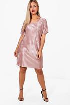 Boohoo Plus Lara Pleated Shirt Dress