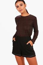 Boohoo Petite Lana Knitted Check Side Split Jumper