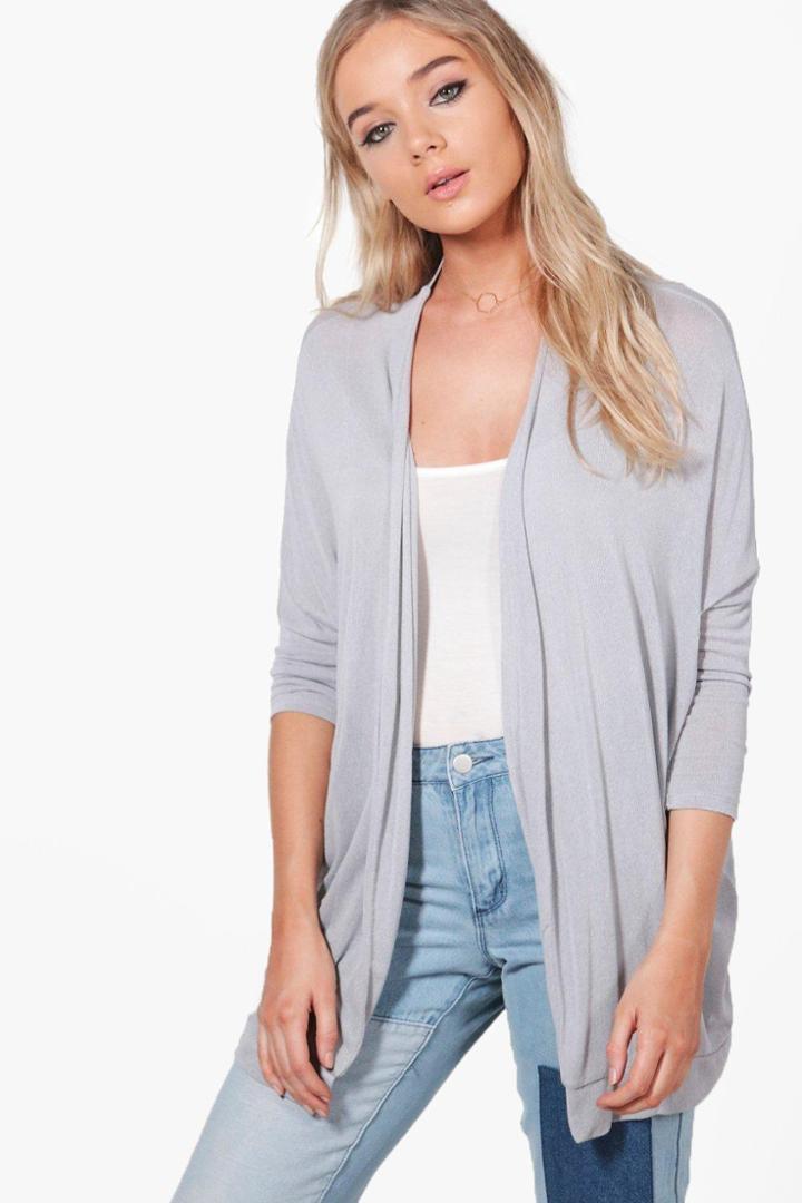 Boohoo Isabella Oversized Slouchy Batwing Cardigan Grey