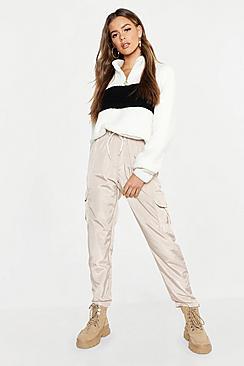 Boohoo Zip Crop Knitted Borg Sweater