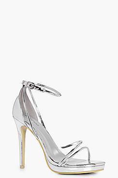 Boohoo Ellie Metallic Platform Cross Strap Heels