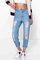 Boohoo Jane Raw Hem Boyfriend Denim Jeans