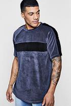 Boohoo Longline Biker Velour T-shirt With Curve Hem