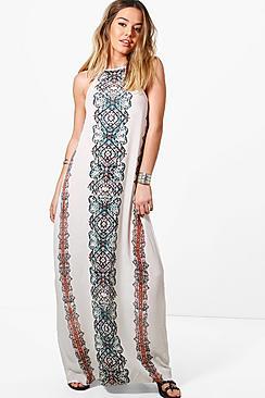 Boohoo Petite Georgia Column Halter Maxi Dress
