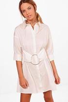 Boohoo Lianne Eyelet O Ring Shirt Dress