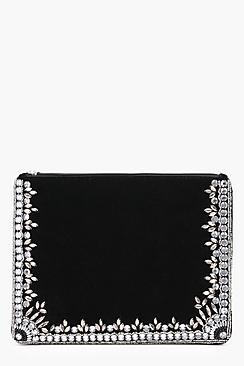 Boohoo Millie Diamante And Bead Edged Clutch