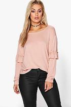 Boohoo Plus Saskia Frill Sleeve Jumper