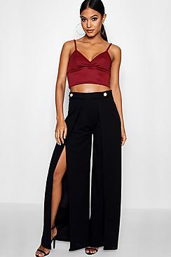 Boohoo Josie Split Wide Leg Trouser
