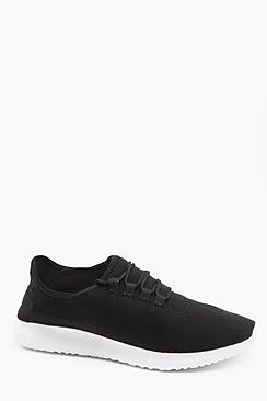 Boohoo Jersey Marl Lace Up Running Trainers