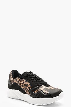 Boohoo Leopard Panel Chunky Trainers