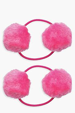 Boohoo Olivia Colour Pom Hair Band 2 Pack