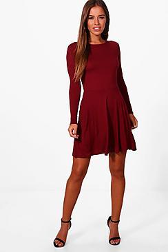 Boohoo Petite Alice Harriet Basic Long Sleeve Dress