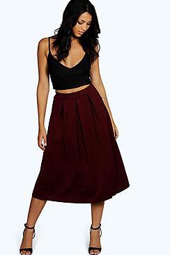 Boohoo Beau Box Pleat Midi Skirt