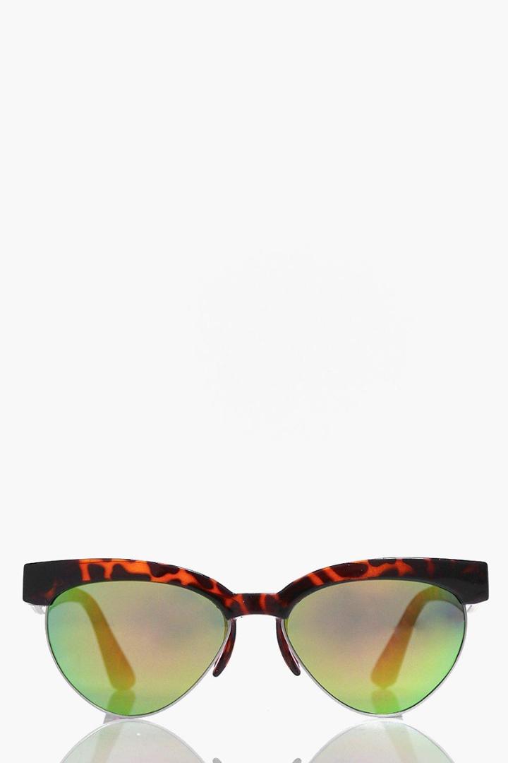 Boohoo Kara Revo Lense Cat Eye Sunglasses Orange