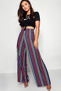Boohoo Petite Stripped Wide Leg Trouser