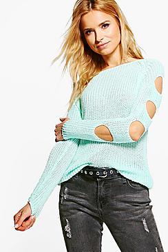 Boohoo Mia Cut Out Arm Jumper
