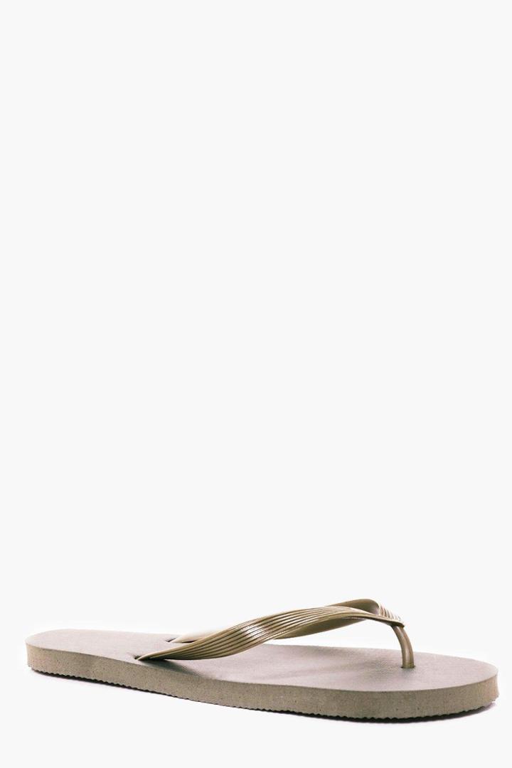 Boohoo Plain Flip Flops Khaki