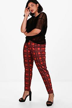 Boohoo Plus Tasha Tartan Print Skinny Trousers