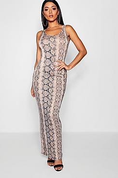 Boohoo Snake Print Maxi Dress