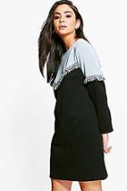 Boohoo Betty Tassel Trim Colour Block Sweat Dress