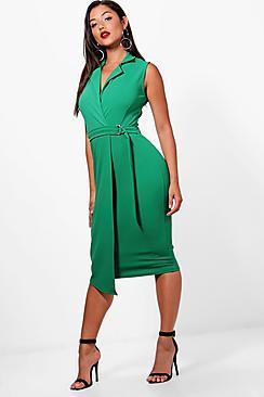 Boohoo Sleeveless Belted Blazer Dress