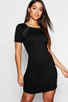 Boohoo Lace Up Detail Shift Dress