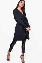 Boohoo Brooke Tie Sleeve Belted Duster Black