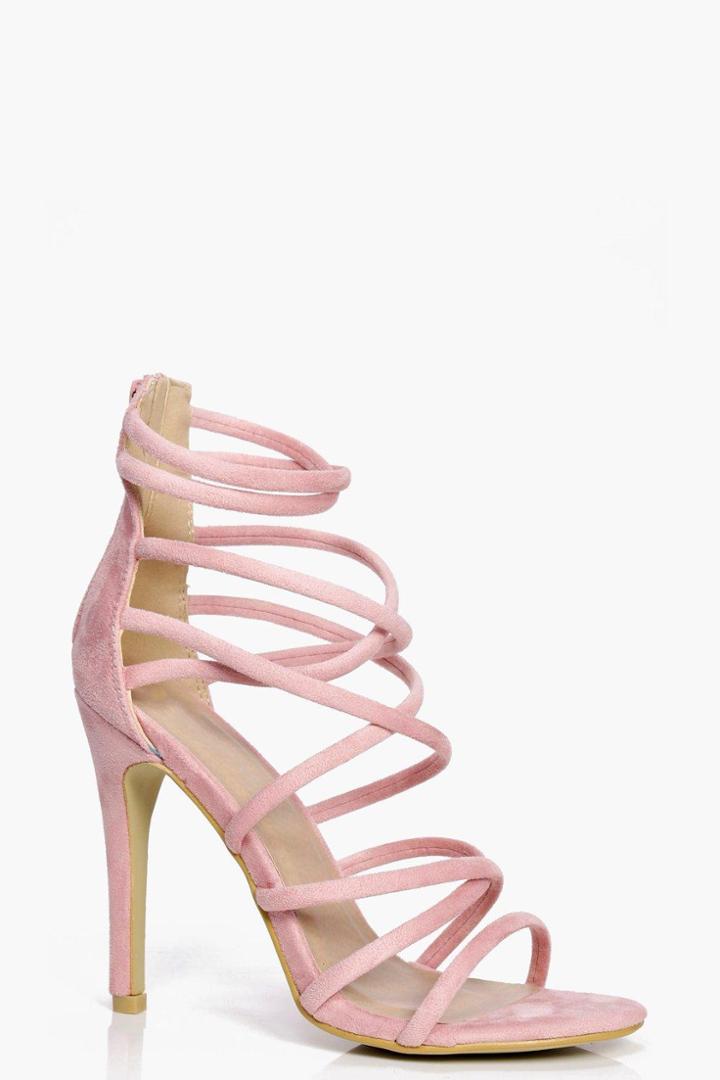 Boohoo Anna Cross Strap Heels Pink