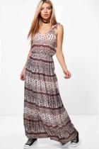 Boohoo Jenny Frill Sleeve Button Down Maxi Dress Multi