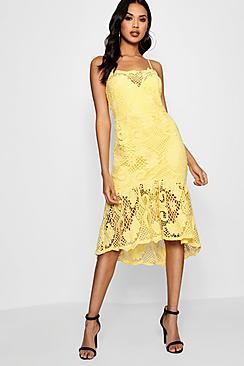 Boohoo Boutique Lace Sweetheart Midi Dress
