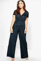 Boohoo Plus Jane Frill Plunge Jumpsuit