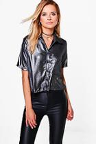 Boohoo Connie Metallic Boxy Crop Shirt