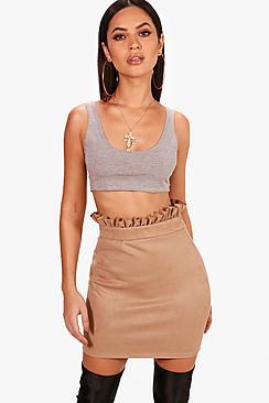 Boohoo Sophia Suedette Ruffle Skirt