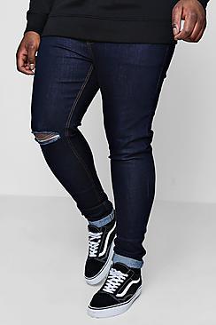 Boohoo Big And Tall Above Knee Rip Skinny Jeans