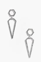 Boohoo Amelie Geometric Diamante Pendant Earrings Silver