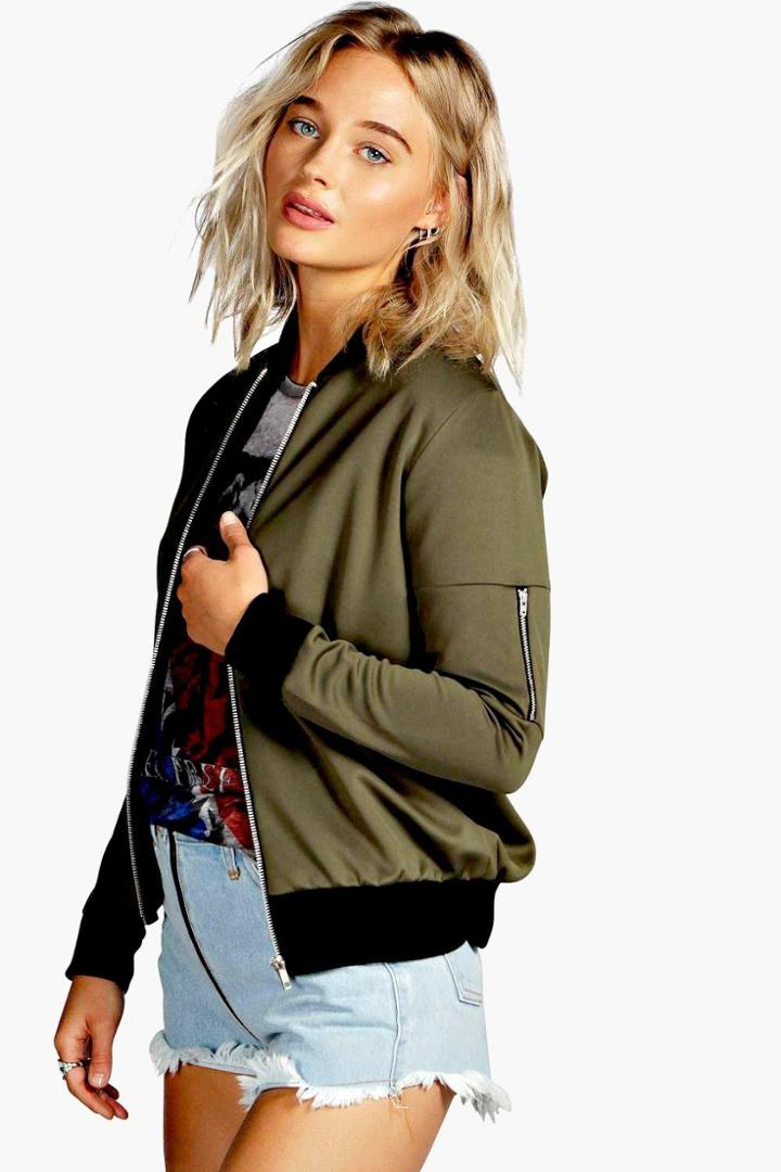 Boohoo Erin Scuba Ma1 Bomber Khaki