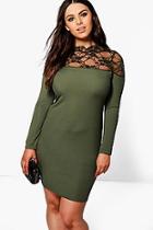 Boohoo Plus Eliza Lace High Neck Bodycon Dress