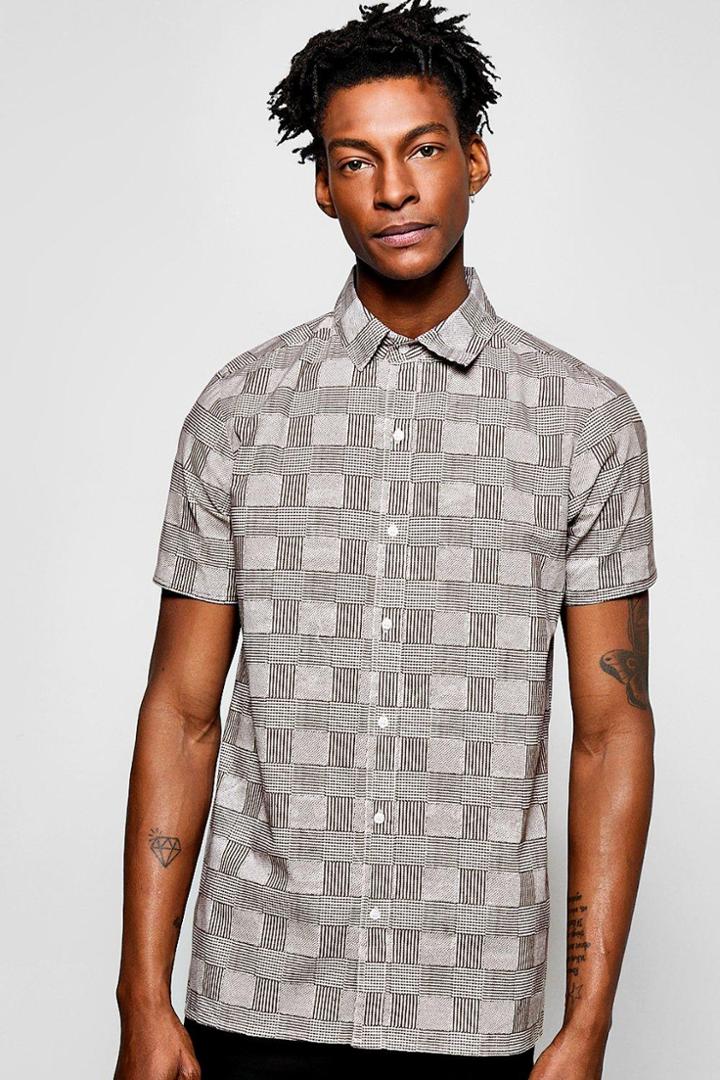 Boohoo Short Sleeve Flannel Shirt Brown