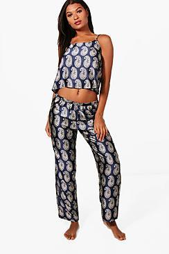 Boohoo Anna Paisely Print Cami & Toruser Set
